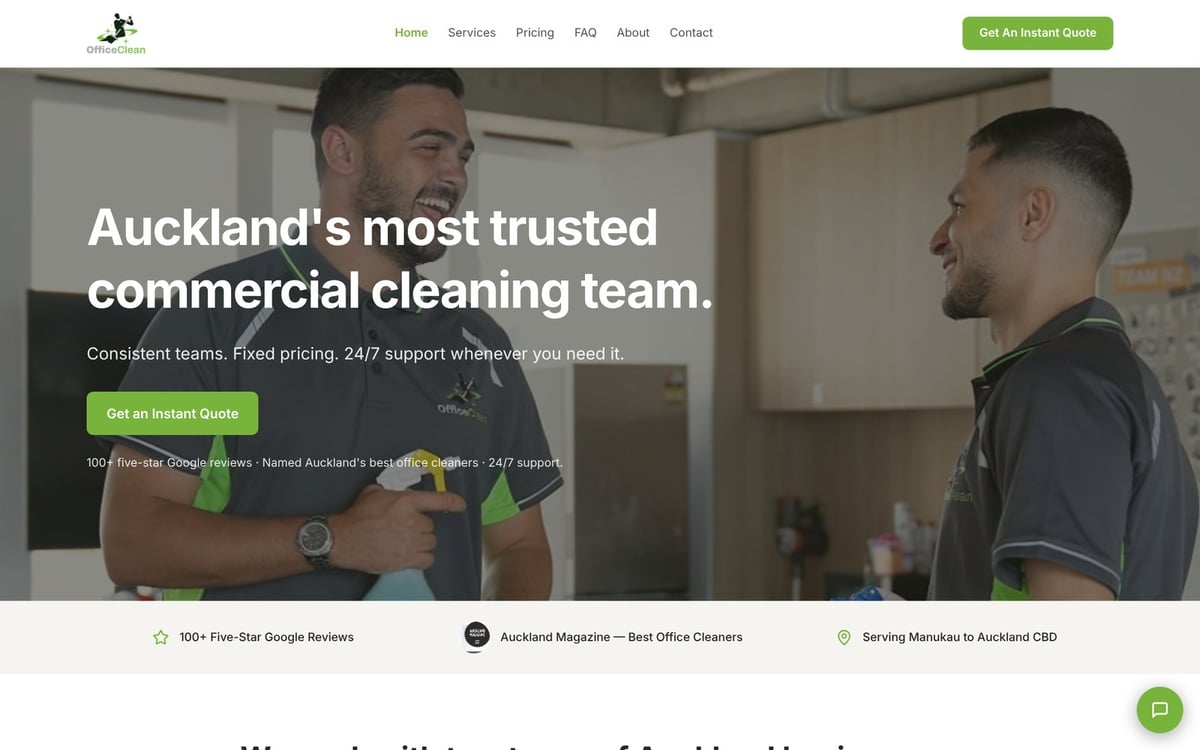 Office Clean website built by AlumiAI